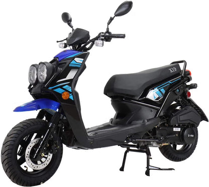 X-Pro Brand New 150cc Gas Moped Motorcycle, 12" Aluminum Wheels Electric/Kick Start Dual Headlights