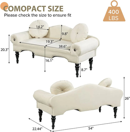 Sumdeal 43.5" Storage Ottoman Bench with 250lb Seating, Linen Upholstered Wood Legs Safety Hinge Flip Top Oval Foot Rest Long Stool for Sofa Couch Bedroom End of Bed Living Room Entryway, White