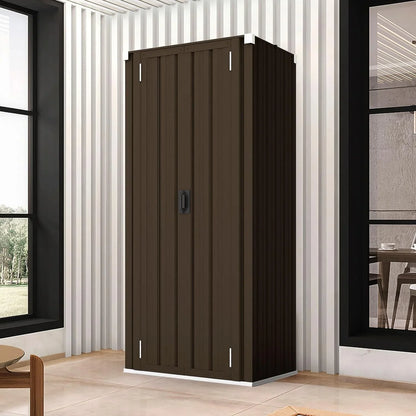 AECOJOY Outdoor Storage Cabinet for Garden & Patio, a Metal Organizer with Doors and Shelves in Gray