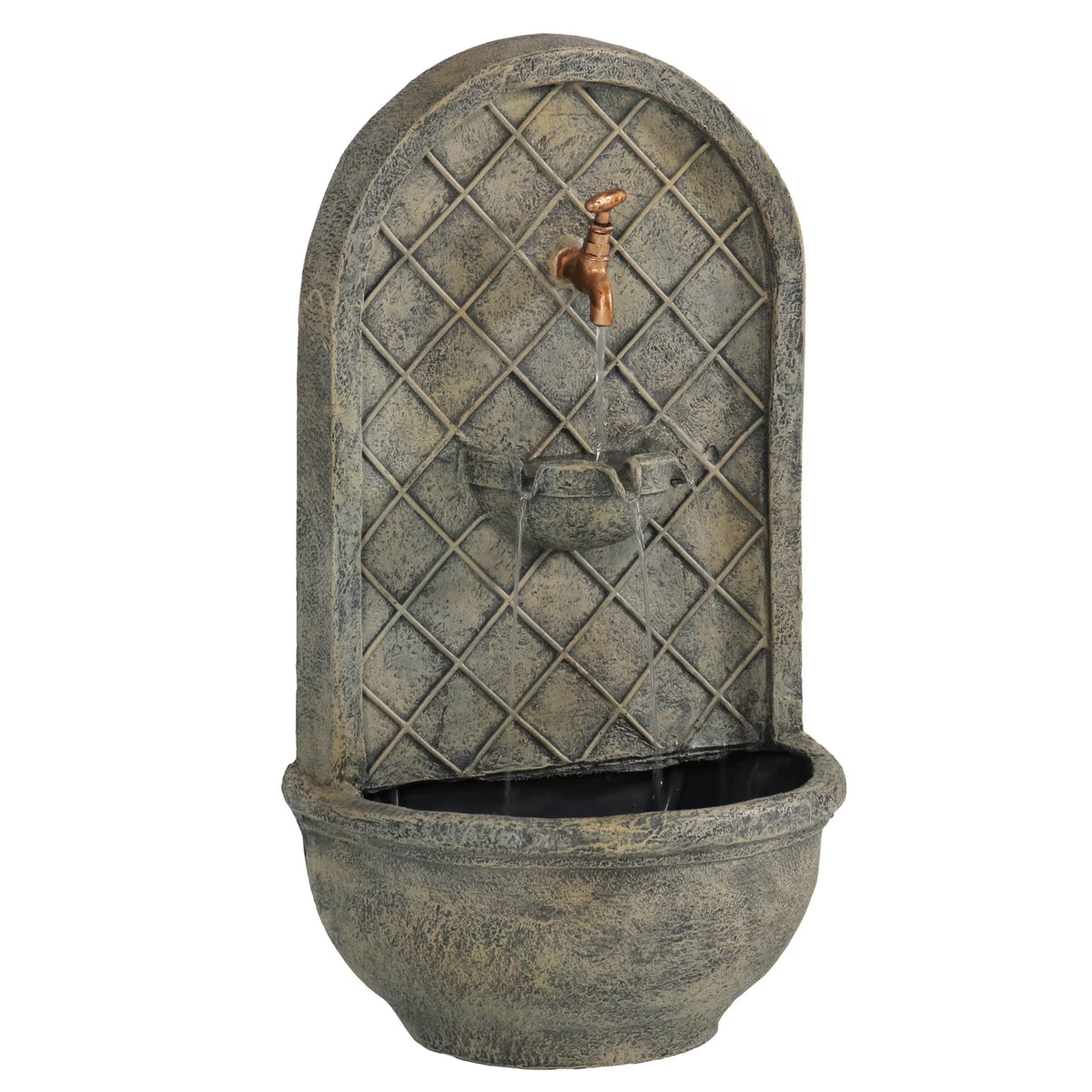 Sunnydaze Messina Polystone Outdoor Solar Wall Fountain, Bronze