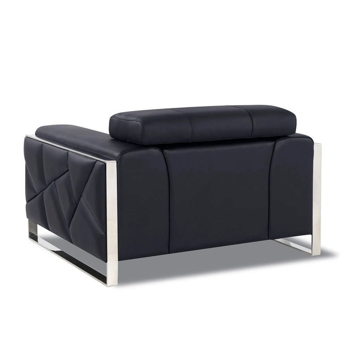 Titan Furnishings 18.5" Modern Genuine Italian Leather Chair in Black