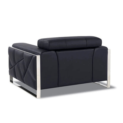 Titan Furnishings 18.5" Modern Genuine Italian Leather Chair in Black