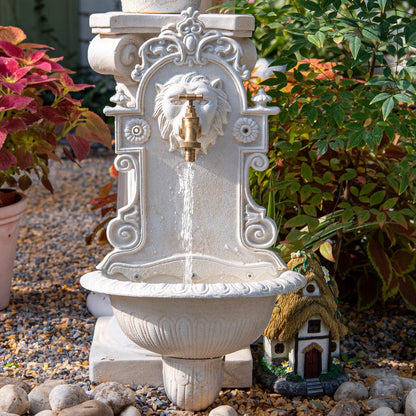 Sungmor Cast Iron Outdoor Water Column with Faucet, Freestanding Floor Farm Yard Decor, Green, 1 Count