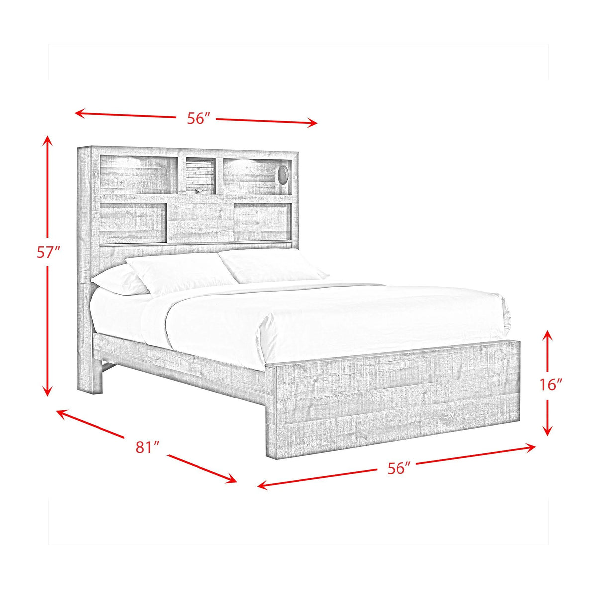 Beckett Queen Bookcase Panel 6PC Bedroom Set with Bluetooth