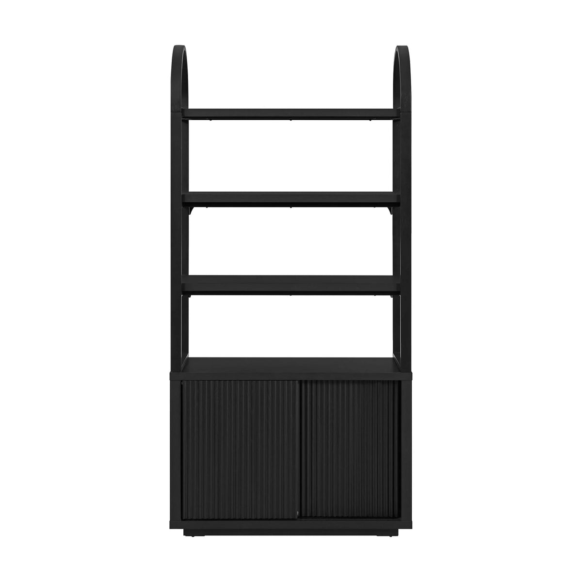 Beautiful Fluted 3-Shelf Bookcase with Storage Cabinet by Drew Barrymore, Light Honey Wood Finish
