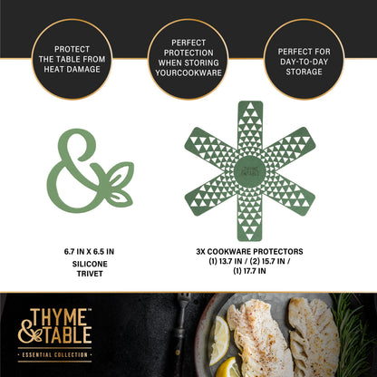 Thyme & Table 12-Piece Non-Stick Supreme Cookware Set, Pots and Pans Set - Cream