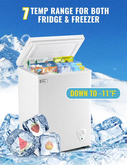 WANAI 3.5 Cu.ft Chest Freezer Small Deep Freeze with 7 Gears Temp Control Office Dorm Kitchen White