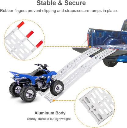 TUFFIOM Aluminum Truck Ramp N/A 7ft Aluminum Folding 1500 lb Maax Load - Silver