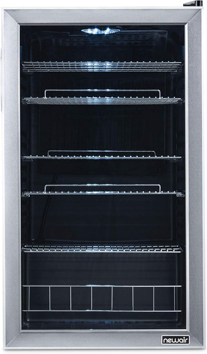 Beverage Refrigerator Cooler | 126 Cans Free Standing with Right Hinge Glass Door | Mini Fridge Beverage Organizer Perfect For Beer, Wine, Soda, And Cooler Drinks