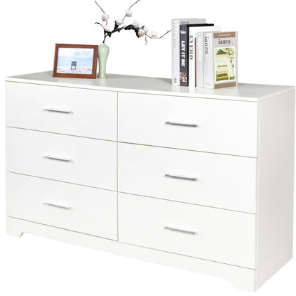 Ktaxon Bedroom Dresser with 6 Drawers, Wooden Double Dresser for Entryway, Wide Storage Cabinet for Living Room, Black