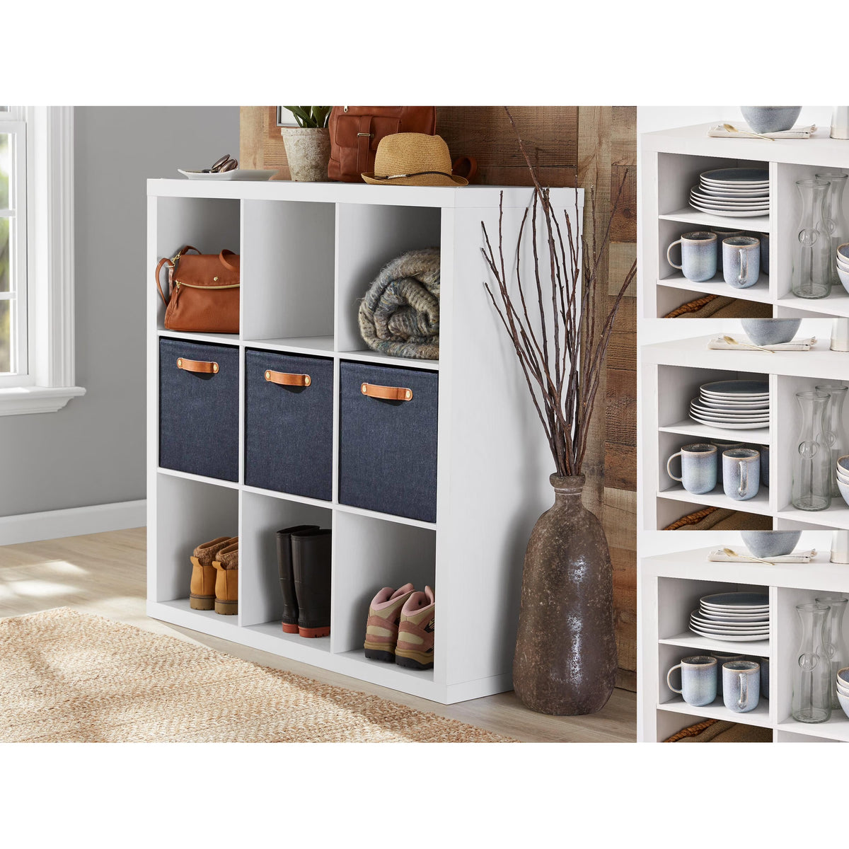 Better Homes & Gardens 9 Cube and 3 Better Homes & Gardens Quad Inserts Bundle-Tobacco Oak