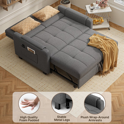 Sofa Bed, Lofka 3-in-1 Convertible Sleeper Sofa with Storage, Adjustable Backrest & Pull Out Function - Sleeper Chair for Small Space, Apartment, Dark Grey