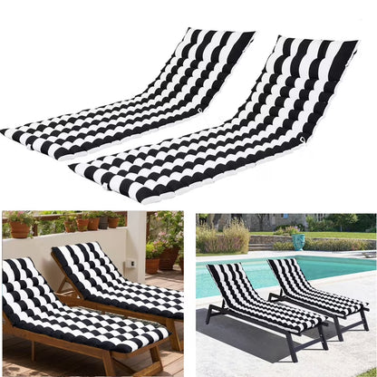 2pcs Outdoor Chaise Lounge Cushions, Waterproof Patio Foldable Chair Cushion for Garden Pool, 73 x 24in Sun Lounger Cushions for Outdoor Furniture��Navy blue��