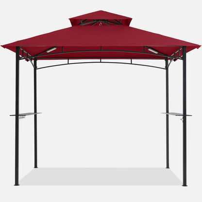 MASTERCANOPY 8' x 5' Grill Gazebo Outdoor BBQ Gazebo Canopy with LED Lights for Patio, Brown
