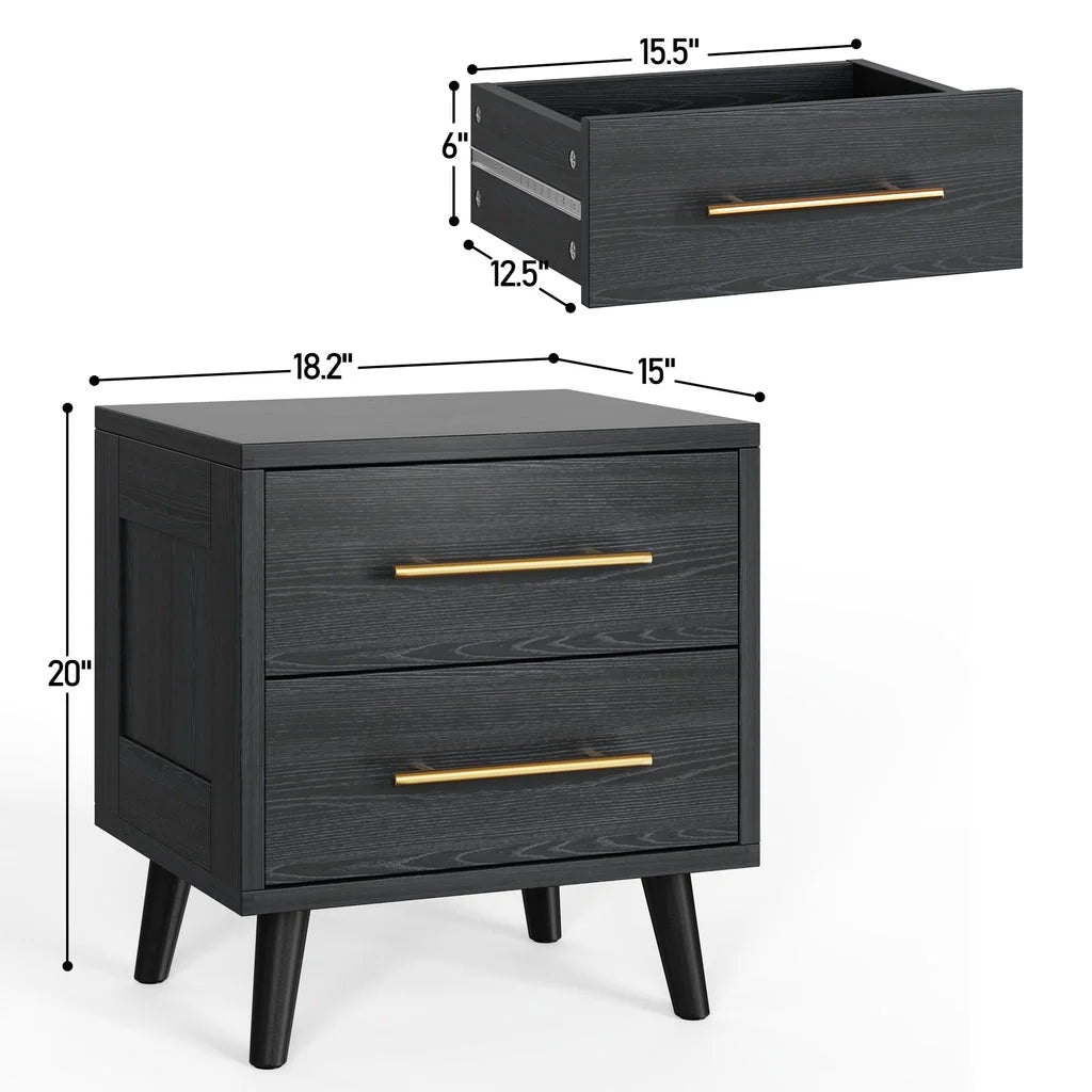 Aiho 4 Pieces Bedroom Furniture Set, Includes Queen Bed Frame, Nightstands Set of 2, Double Wide 6-Drawer Dresser - White