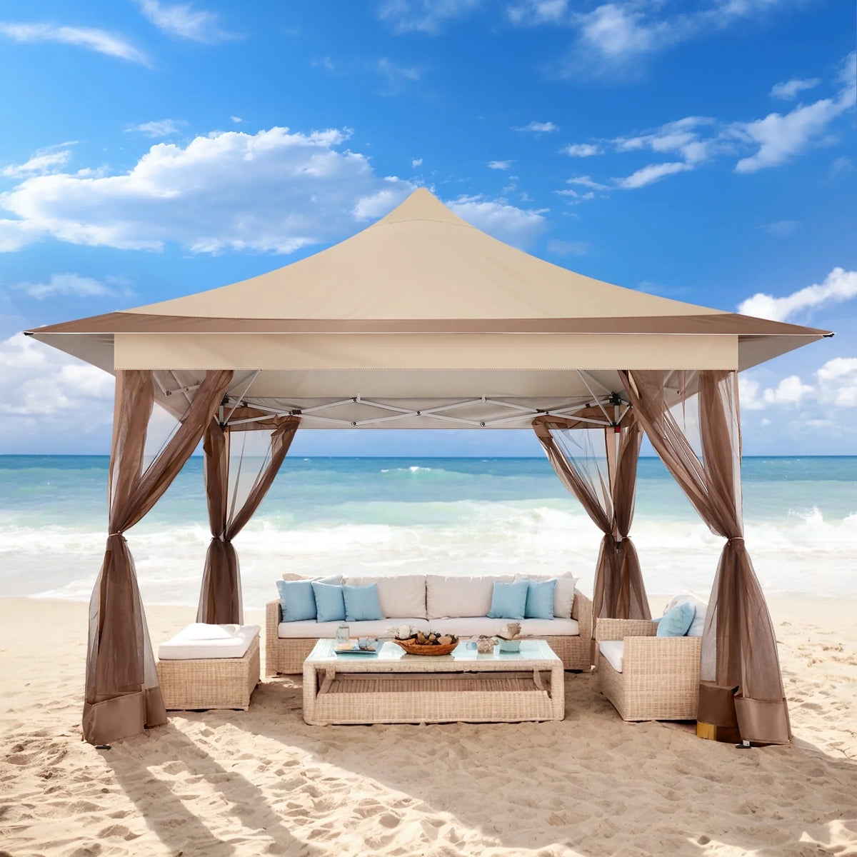 HOTEEL 12x12 EZ Pop Up Gazebo Tent with Sidewalls,Patio Gazebo Instant Shelter for Outdoor Party Camping Backyard Beach with Carry Bag,Stakes,Ropes,Gray