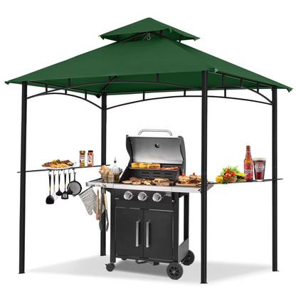 MASTERCANOPY 8' x 5' Grill Gazebo Outdoor BBQ Gazebo Canopy with LED Lights for Patio, Brown