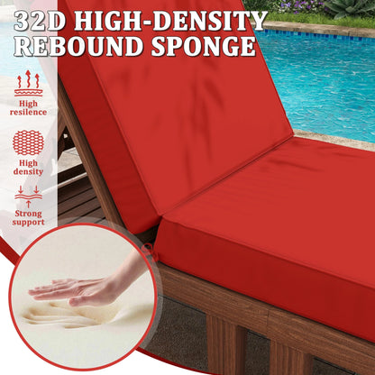 Kimunuk Outdoor Chaise Lounge Cushions set of 2, 80" x 26" x 4" Waterproof Pool Beach Recliner Replacement Cushions with Ties, Navy