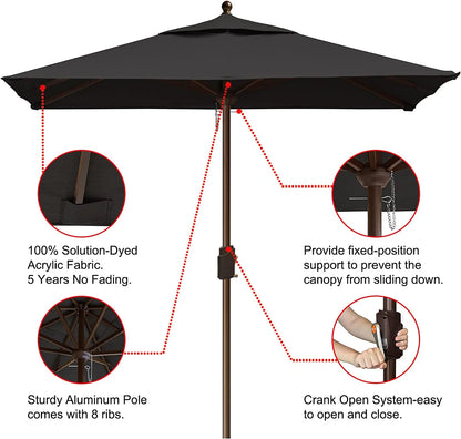 EliteShade Sunumbrella 6x6Ft Square Market Umbrella with Ventilation