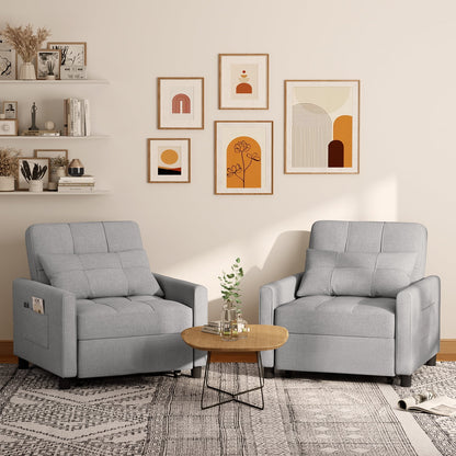 Sofa Bed, Lofka 3-in-1 Convertible Sleeper Sofa with Storage, Adjustable Backrest & Pull Out Function - Sleeper Chair for Small Space, Apartment, Dark Grey