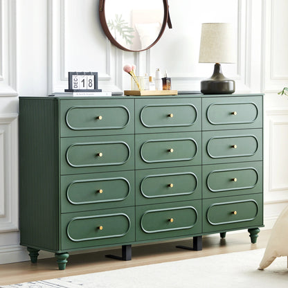 YOCWO 3 Drawer Nightstand, Classic Chest of Drawers with Arc Edge, Walnut