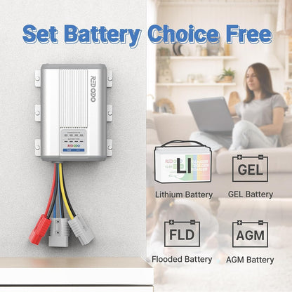 Redodo 12V 40A DC to DC Charger with MPPT, On-Board Charger for AGM, Gel, SLA, Lithium, Dual Input Battery Charger with LED Indicators&Anderson Connector, Using for RV, Camper, Van, Vehicle, Marine