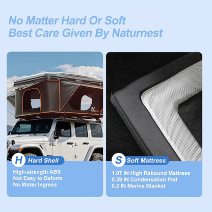 Naturnest Rooftop Tent Hard Shell,Roof Top Tent Hardshell Rooftop Tents for Van Jeep Suv Truck Car Tents for Camping Suv Tent for Car (Green)