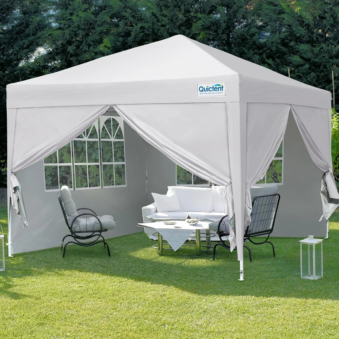 Quictent 10'x10' Pop up Canopy Tent with Sidewalls Instant Outdoor Gazebo Easy Party Tent Enclosed Waterproof, Easy Set up (Pink)