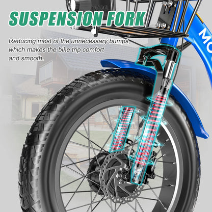 20" x 4" Fat Tire Electric Tricycle for Adult, 7 Speeds Electric Trike 48V 500W Motorized Tricycle , Electric Three Wheels Bicycle for Senior, Aluminum Frame & Rear Basket ,16mph