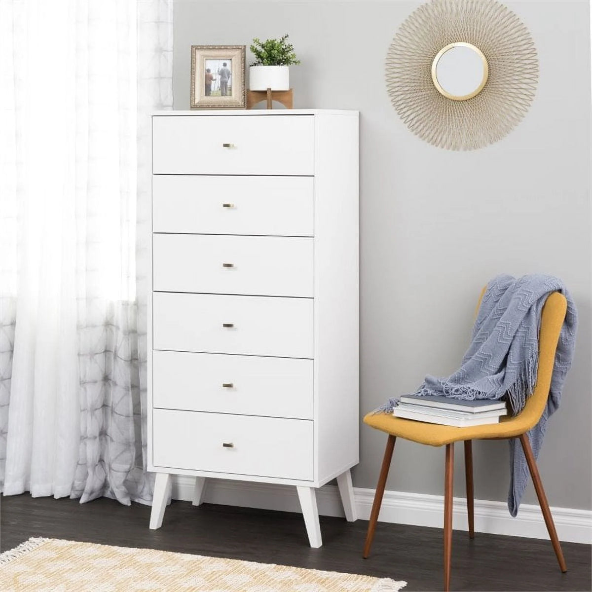 Home Square 2-Piece Set with Modern Tall 6-Drawer Chest & 7 Drawer Dresser