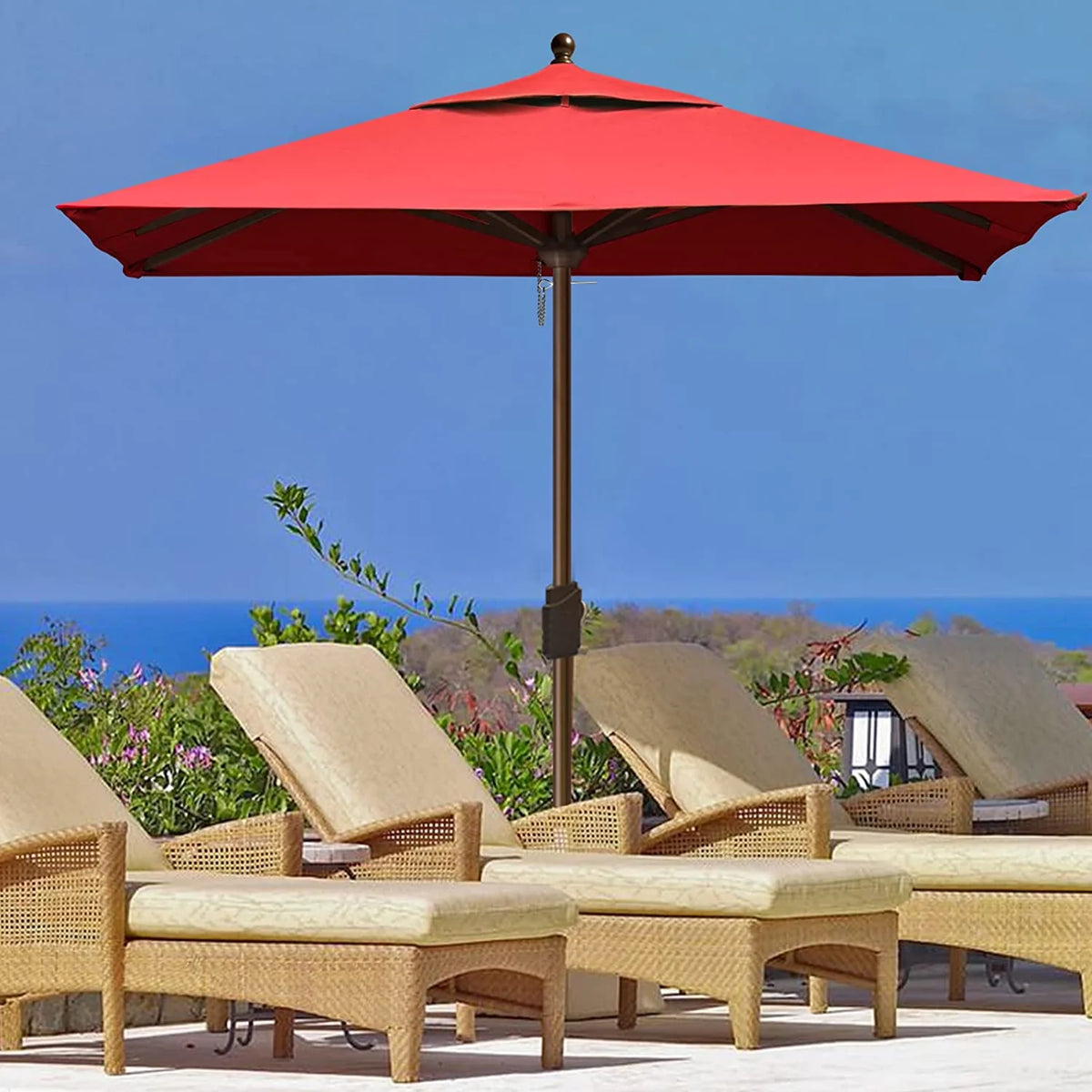 EliteShade Sunumbrella 6x6Ft Square Market Umbrella with Ventilation