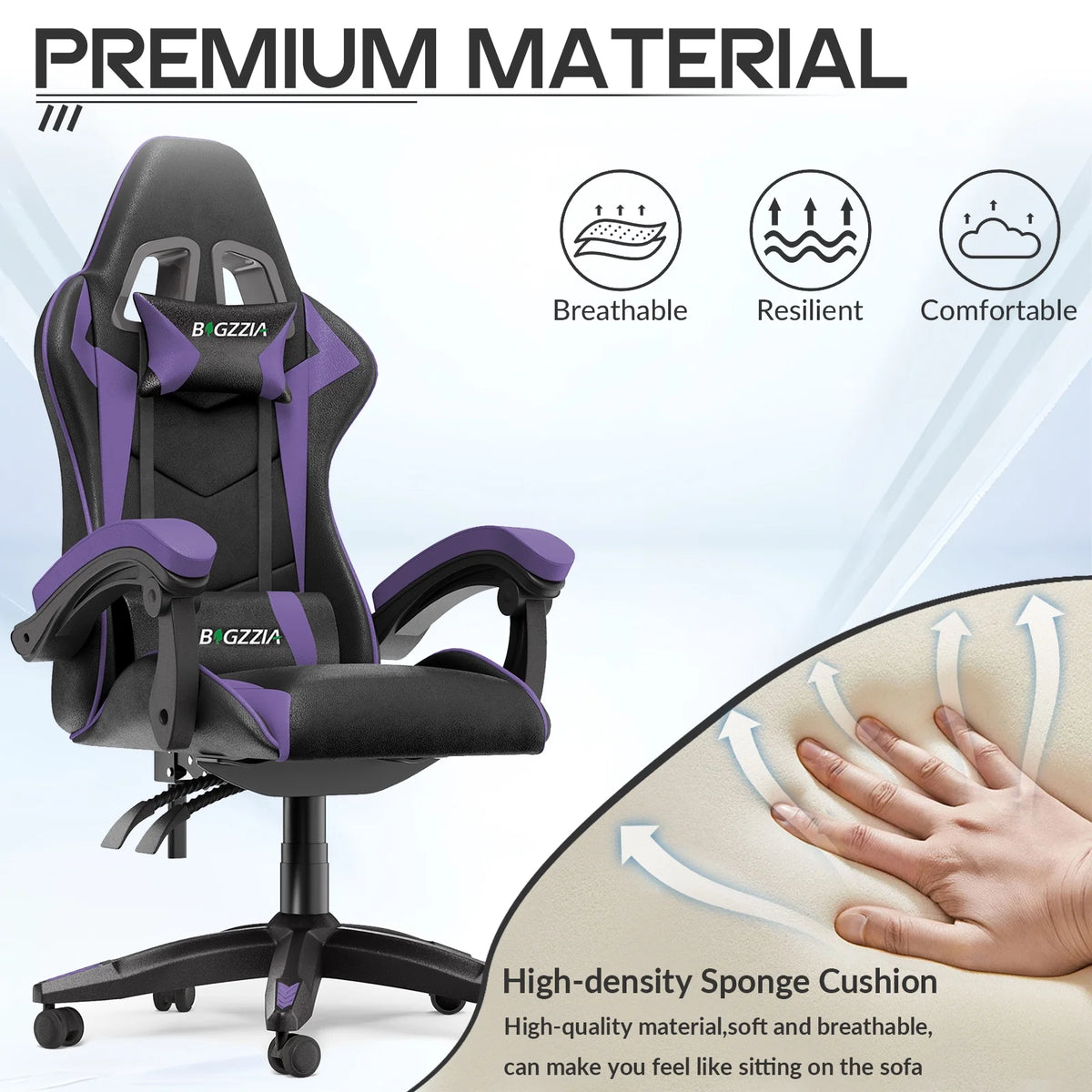 Bigzzia Gaming Chair with Footrest, Gaming Chair for Adult with Headrest and Lumbar Support,Red