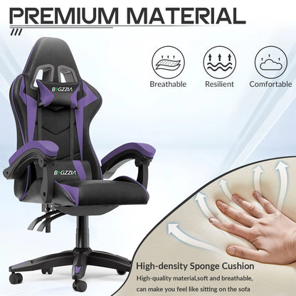 Bigzzia Gaming Chair with Footrest, Gaming Chair for Adult with Headrest and Lumbar Support,Red