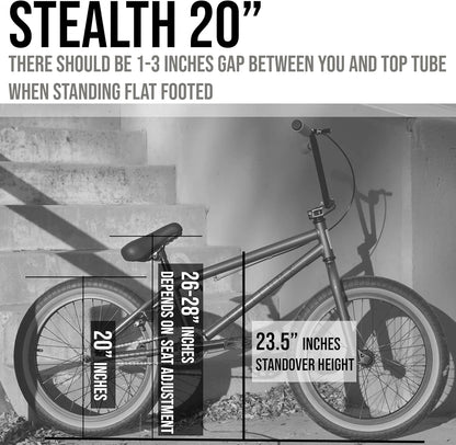Elite BMX Bicycle 20” Freestyle Bike - Stealth Blue Purple Ideal for Ages 7 to 18 Years