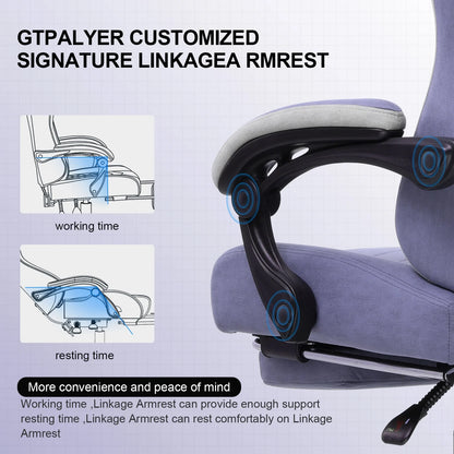GTPLAYER Ergonomic High Back Pocket Spring Cushion Gaming Chair with Footrest & Linkage Armrests, Black