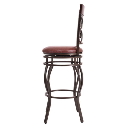 Set of 2 Vintage Bar Stools Swivel Padded Seat 30'' Bistro Dining Kitchen Pub Chair High Back