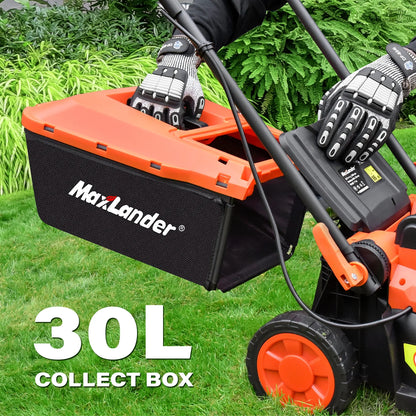 Lawn Mowers Maxlander Electric Lawn Mower Cordless (2-in-1),13 Inch 20V Battery Powered Lawn Mower with Brushless Motor, 5-Position Height Adjustment, 1 pcs 4.0Ah Batteries and Charger Included