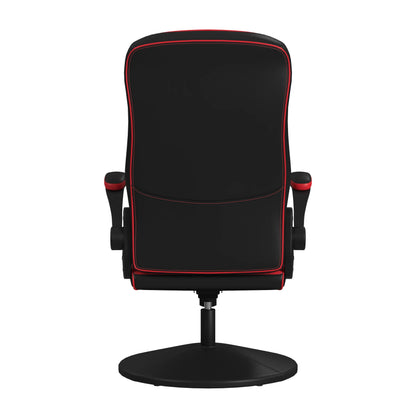 RESPAWN 800 Swivel Rocker Gaming Chair - Ergonomic Floor Gaming Seat with Lumbar Support, Flip Up Armrest, High Back, Pedestal Base, Comfortable No Wheels Console Video Game Rocker Chair - Red