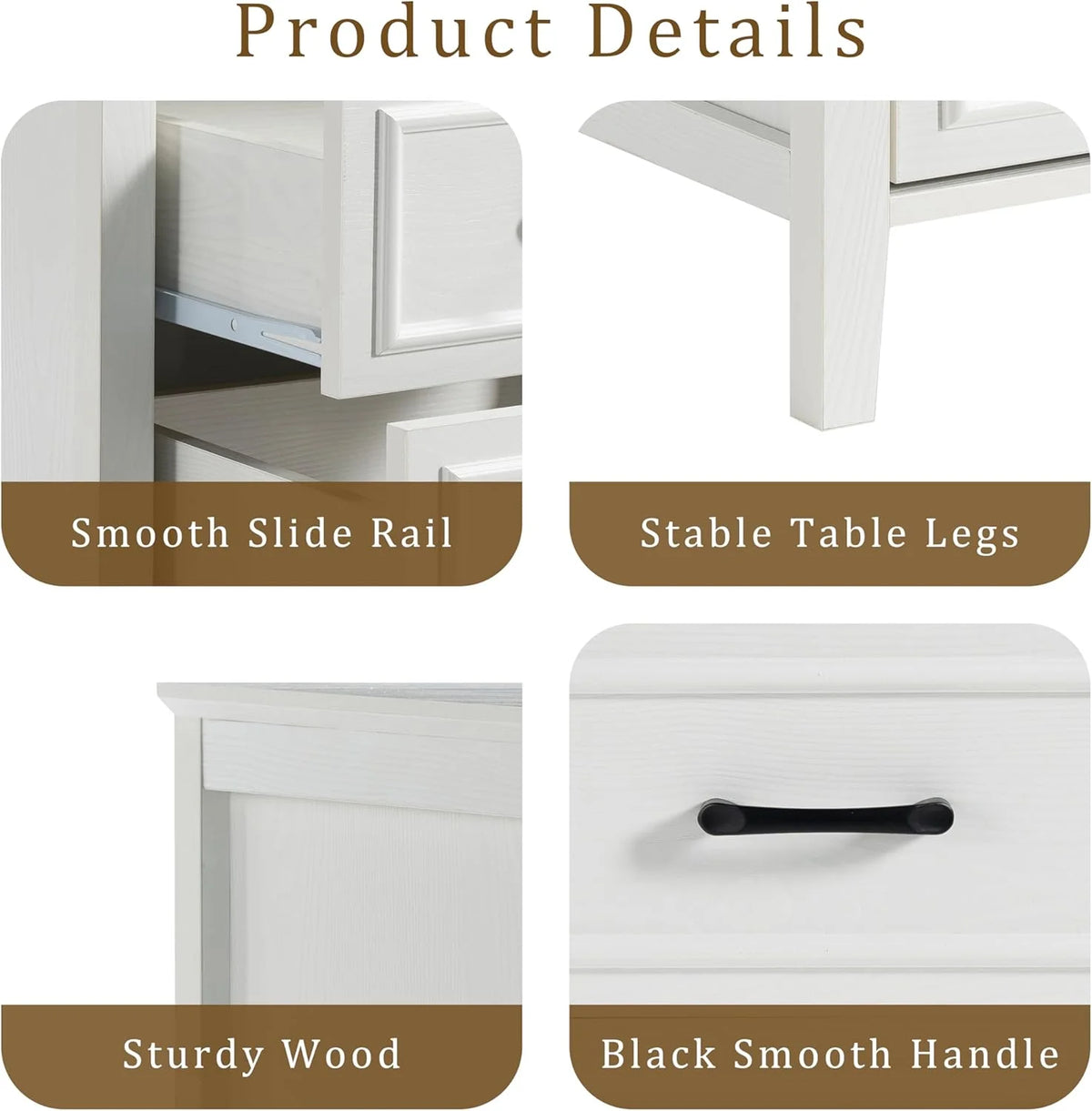 ANHDAH Nightstand Set of 2, Modern End Table with 2 Drawers and Open Shelf, 23.6 Inch High Bedside Table with Storage