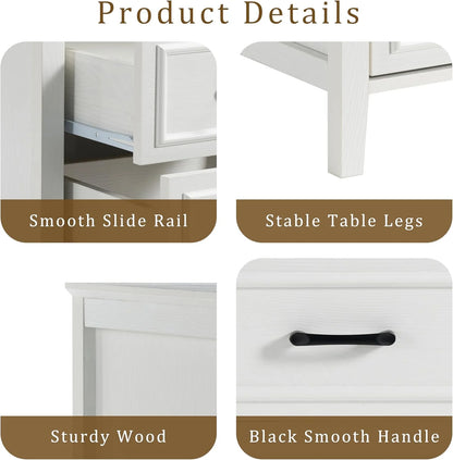 ANHDAH Nightstand Set of 2, Modern End Table with 2 Drawers and Open Shelf, 23.6 Inch High Bedside Table with Storage