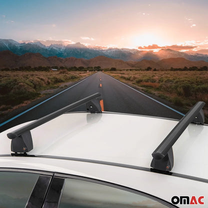 OMAC Fix Point Roof Racks Cross Bars for Tesla Model S 2012-2017 Black 2 Pcs Anti-Theft for Travel Kayak Canoe Surf Ski Snowboard Camping