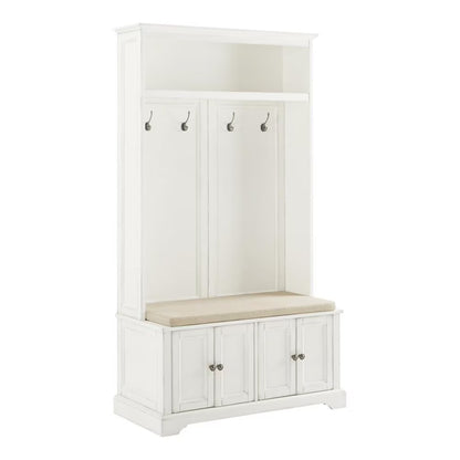Bowery Hill Traditional Wood Hall Tree in Seafoam Blue/Oatmeal