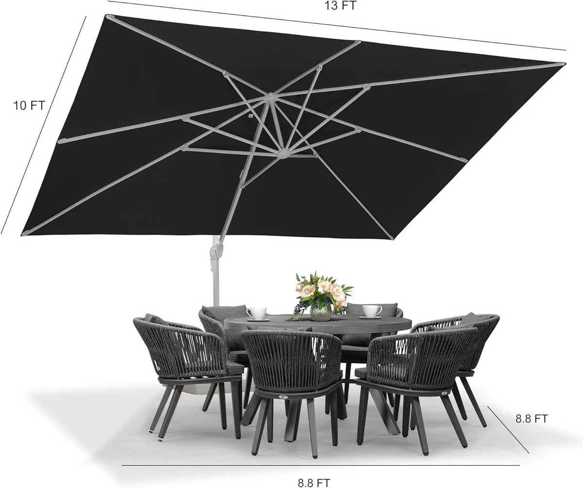 PURPLE LEAF 9 �� 11.5 FT Patio Umbrella White Cantilever Offset Umbrella Rectangle Outdoor Umbrella with 360�� Rotation for Garden Deck Pool, Beige