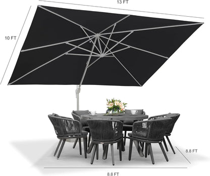 PURPLE LEAF 9 �� 11.5 FT Patio Umbrella White Cantilever Offset Umbrella Rectangle Outdoor Umbrella with 360�� Rotation for Garden Deck Pool, Beige
