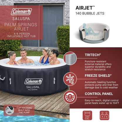 Coleman SaluSpa Palm Springs AirJet Inflatable Circle Hot Tub Spa 4-6 Person with Pump #P08411