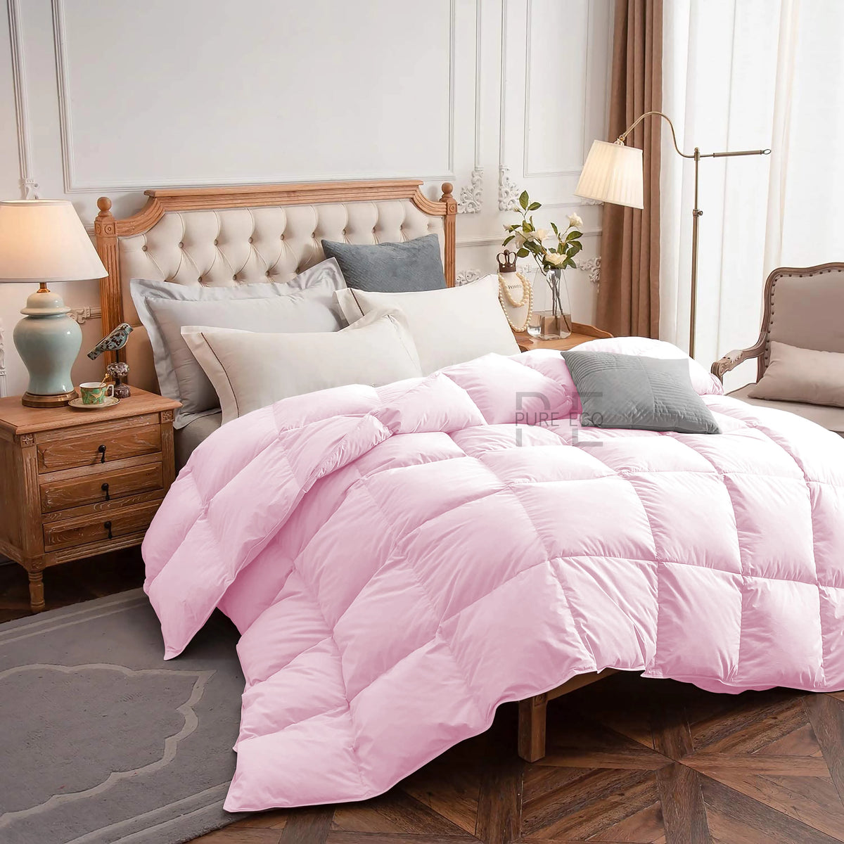 Ayanshi Hotel Bedding Comforter Twin Size, Duvet Insert, Quilted Comforter with Corner Tabs, All Season Lightweight Quilt, Down Alternative Hotel Comforter Twin Size 68X90 Baby Pink