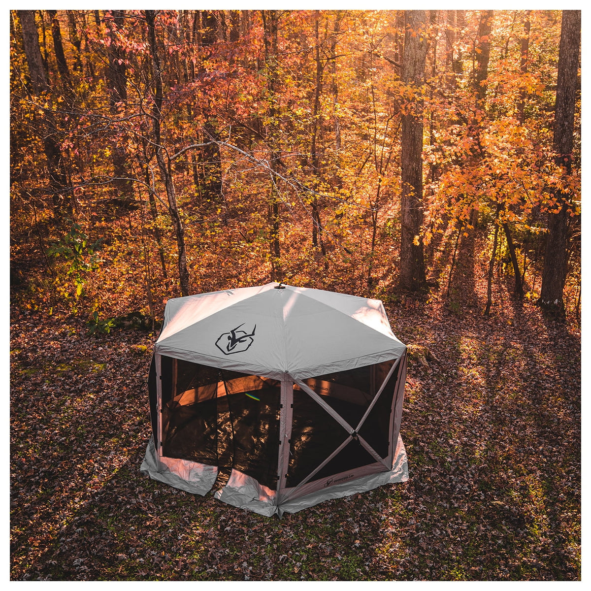Gazelle Tents™,G6 6-Sided Portable Gazebo with TriTech Mesh, Easy Pop-Up Hub Screen Tent, Waterproof, UV Resistant, 8-Person & Table, Desert Sand, 86" x 124" x 124", GK914, Includes 3 Wind Panels