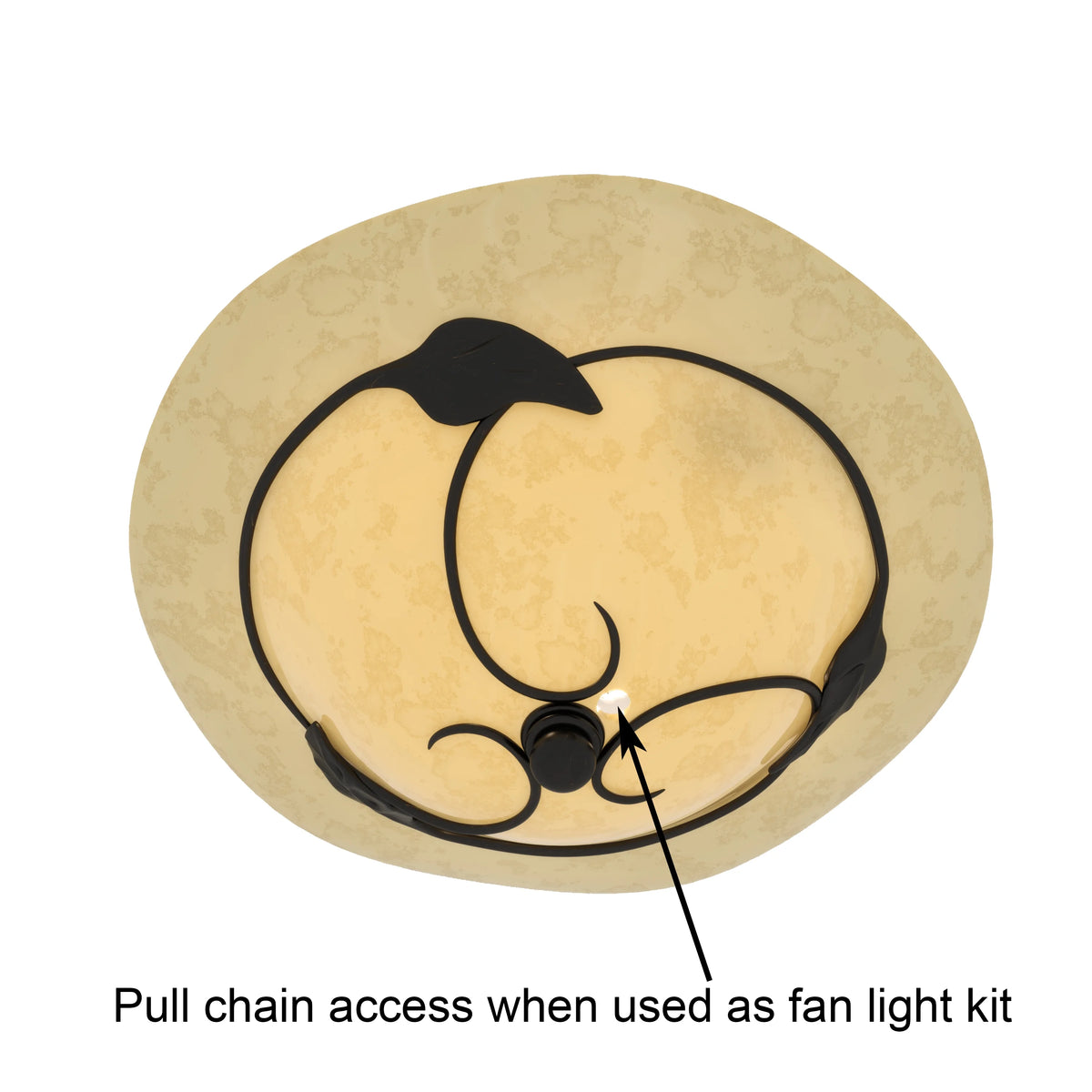 Vaxcel Vine 15-in W Black Rustic Semi Flush Mount Ceiling Light Amber Glass