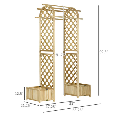 CAMSCH 85'' Premium Outdoor Wooden Arbor Arch with Trellis, Straight top, Pergola Arch for Climbing Plants, Wood Garden Yard Lattice, Wedding Arch for Ceremony, 63''(L) x 26''(W) x 85''(H)