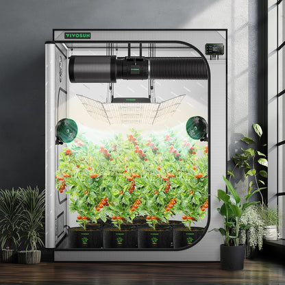 VIVOSUN G336 36"x36"x72" Grow Tent, 3x3 FT Advanced Gray Mylar Tent with 19mm Poles, Observation Window and Floor Tray for Hydroponic Plants for VS2000/VS3000